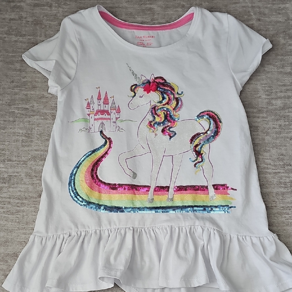Isaac Mizrahi White Tee with Pink Logo Trim